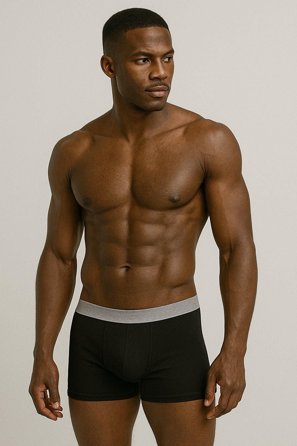 Siyah Gri Lastikli Boxer